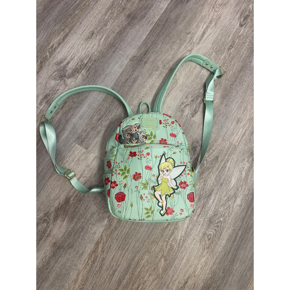 Loungefly Disney Peter‎ Pan Tinker Bell and the Lost Boys Mint Green Floral